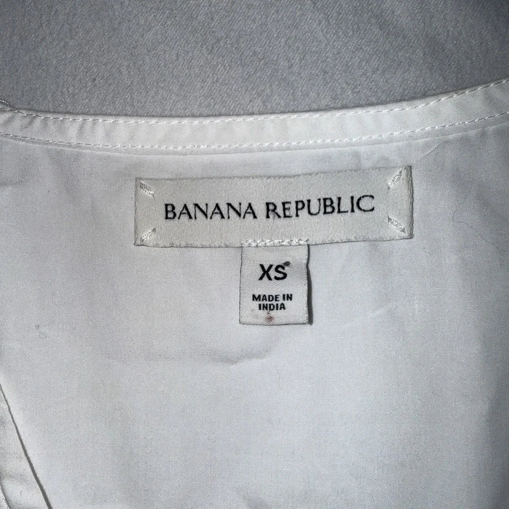 Banana Republic White Cotton Poplin Tie Back Puff Sleeve Peplum Top XS